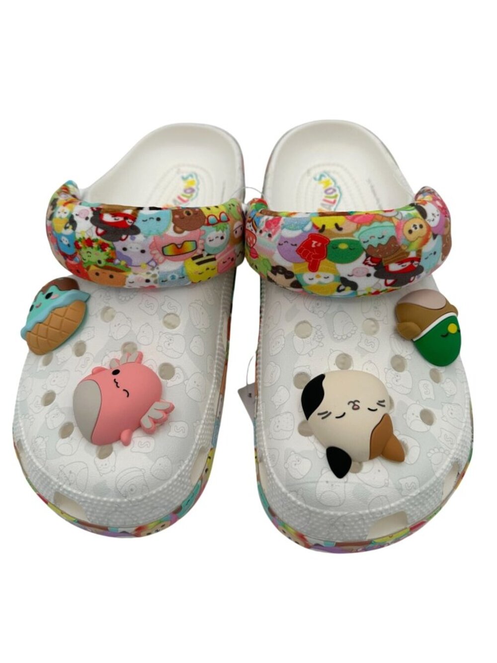 Crocs Squishmallows Clogs M8 W10 White Colorful Classic Cartoon Shoe Charms NEW